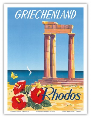 Vintage Travel Poster for Rhodos Island in Greece